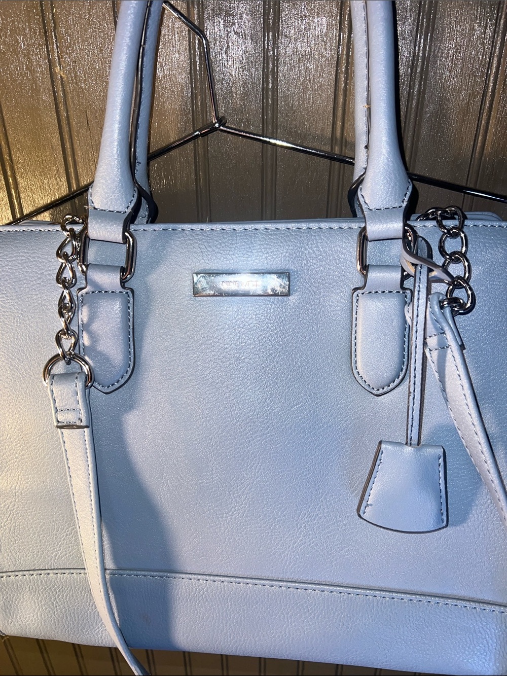 NINE WEST “powder blue “classic satchel w/dual handles